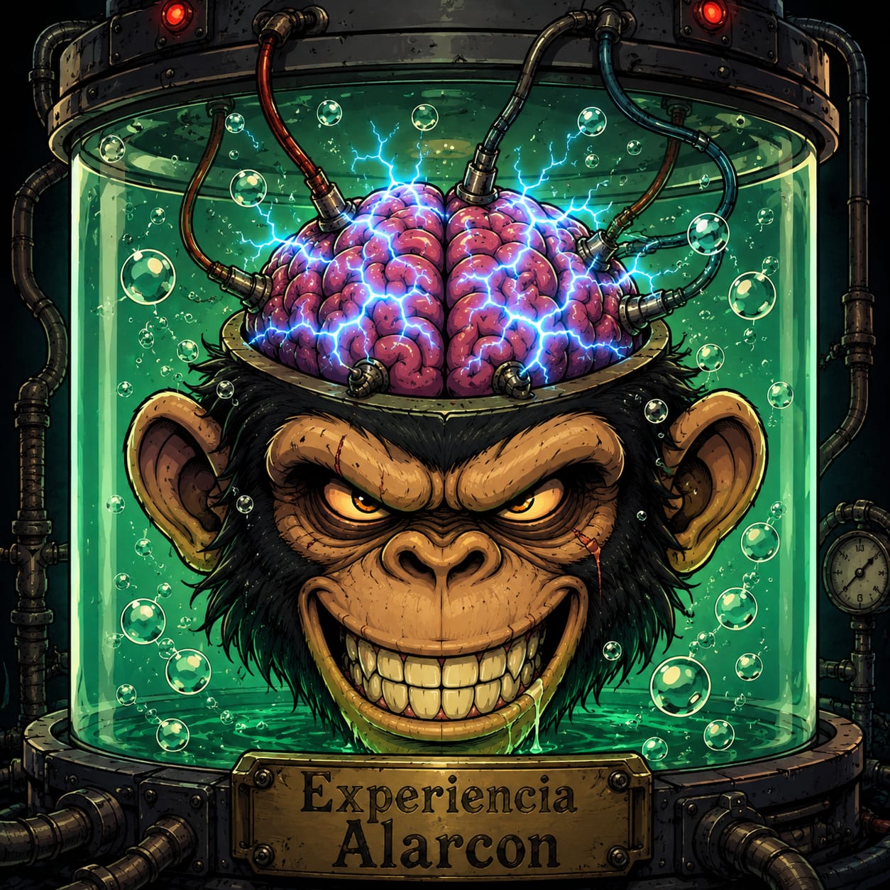 Macaco em laboratório com cérebro tecnológico
